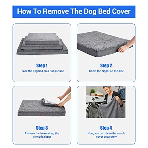 OhGeni Orthopedic Dog Beds for Large Dogs,Dog Bed with Plush Egg Foam Support and Non-Slip Bottom, Waterproof and Machine Washable Removable Pet Bed Cover 7