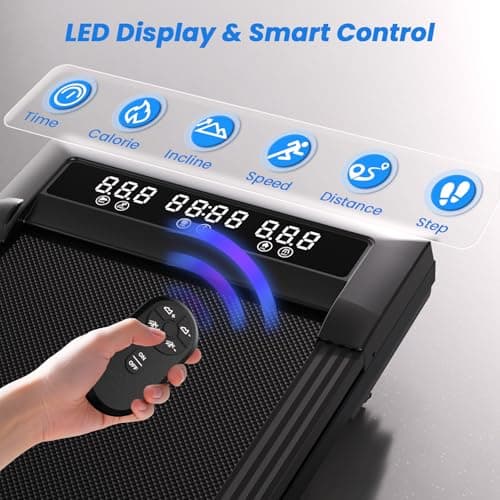 SupeRun Walking Pad with 9% Auto Incline, Under Desk Treadmills for Home and Office Small Space, 2.5 HP Portable Mini Jogging Machine with APP and Remote Control and LED Display, 300 Lbs Capacity 6