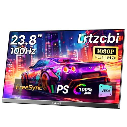 Lrtzcbi 23.8" 100Hz Large Portable Monitor FHD 1080P IPS External Gaming Display 100% SRGB Laptop Screen Extender with USB C HDMI Adjustable Stand for Laptop PC Computer Mac Phone Windows
