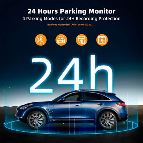 Real 4K 3 Channel Dash Cam Front and Rear Inside, STARVIS 2 HDR Sensor, 5.8GHz Wi-Fi GPS G-Sensor, 4K+1080P+1080P Dashcam, Free 64GB Card Include, IR Night Vision, 3.3'' Big IPS, 24Hr Parking Monitor 8