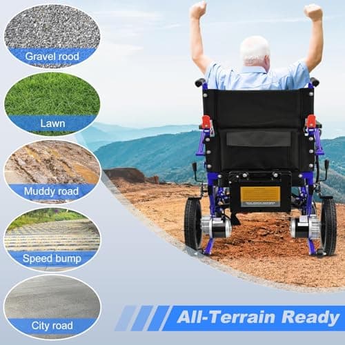 YF001 Zygenair Durable Electric Wheelchairs for Adults, Lightweight Foldable Power Wheelchair with 500W Motors, 13Ah Battery, 15 Miles Range, All-Terrain (Indigo) 8