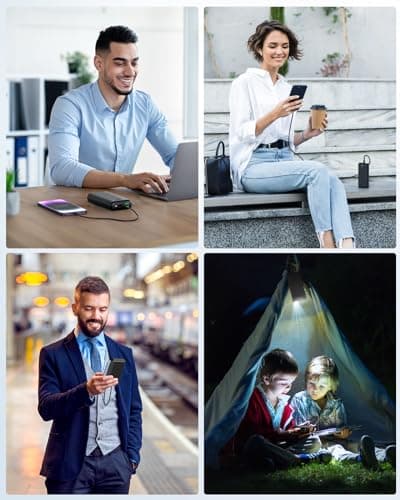 DAOLOT Portable Charger Power Bank 30000mAh USB C 22.5W Fast Charging External Battery Pack PD QC4.0 with Flashlight 3 Outputs & 2 Inputs Battery Bank for iPhone Samsung Galaxy iPad etc (Black) 7