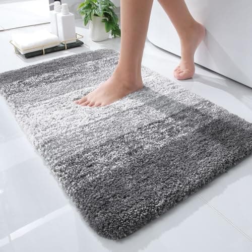 OLANLY Bathroom Rugs Mat 24x16, Extra Soft Absorbent Microfiber Bath Rugs, Rubber Backing, Quick Dry, Machine Washable Bath Mats for Bathroom Floor, Tub and Shower, Home Decor Accessories, Grey
