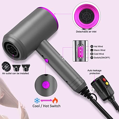 Ionic Hair Dryer, Professional Blow Dryer, Negative Ion Technology Hair Drying for Woman Men Kids Christmas Gifts 6