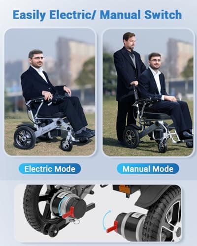Aotedor 30 Miles Long Travel Range, Electric Wheelchair for Adults Power Wheelchairs Lightweight Foldable All Terrain Motorized Wheelchair for Seniors Compact Portable Airline Approved 7