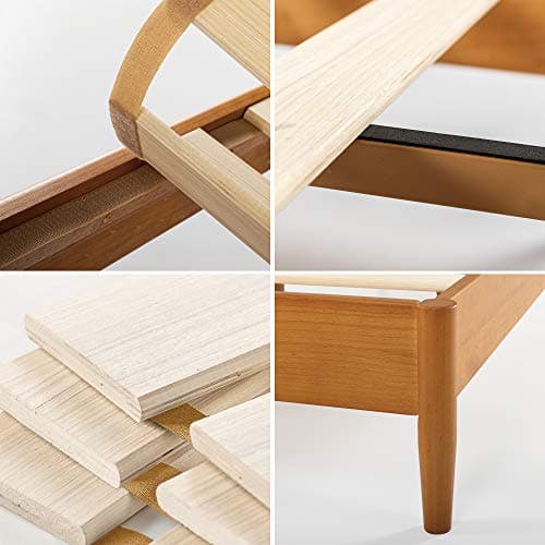 Zinus Allen Mid Century Wood Platform Bed Frame, Solid Wood Foundation, Wood Slat Support, No Box Spring Needed, Easy Assembly, Queen 6