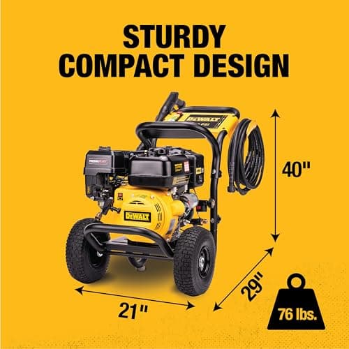 DeWalt DXPW3400PRNB-S PressuReady 3400 PSI Gas Pressure Washer with Quick Start Technology, 2.5 GPM Axial Cam Pump, 208cc Engine, Cold Water, Includes 25-Ft Hose, Nozzles, Spray Gun & Wand, 49-State 10