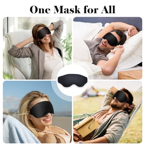 Fygrip 3D Eye Mask Sleep Mask for Men & Women, 100% Pressure-Free & Light Block-Out Eye Mask for Sleep with Easy Adjustable Strap, Night Eye Cover for Travel, Black 8