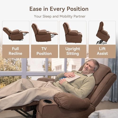 Susalt Lift Chair, Recliners on Clearance, Power Lift Recliner for Elderly/Post-Surgery Recovery, Electric Lift Reclining Chair with Cup Holder, 90°- 155°Adjustable Backrest Fabric Recliner 5