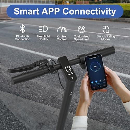 NAVIC Electric Scooter Adults, Powerful 350W Motor, 19MPH Top Speed, 19 Miles Range, 8.5" Solid Tires, Folding E-Scooter with Dual Braking Dual Suspension & APP Control 6