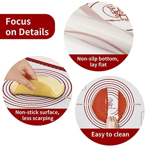 Silicone Baking Mat, Non Stick Pastry Mat Sheet for Dough Rolling, Nonslip Fondant/Pie Crust Mat, Counter Mat Oven Liner Mat for Making Cookies Macarons Bread Baking Supplies Extra Large 26 x 16 Inch 5