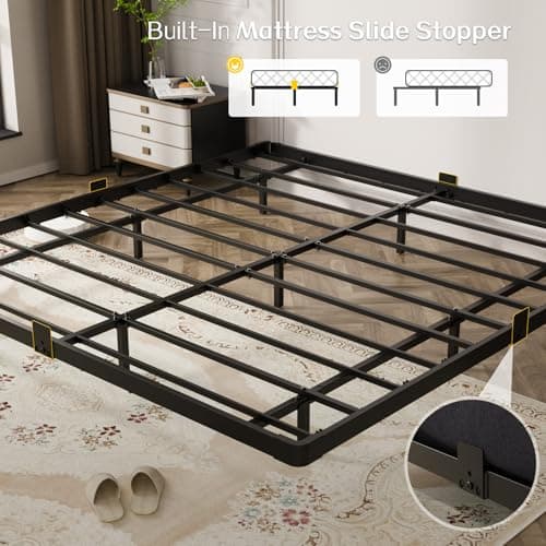 OLEVS King Size Floating Bed Frame, Metal Platform, with LED Light and Charging Station, No Box Spring Needed, Noise-Free, Easy Assembly 6