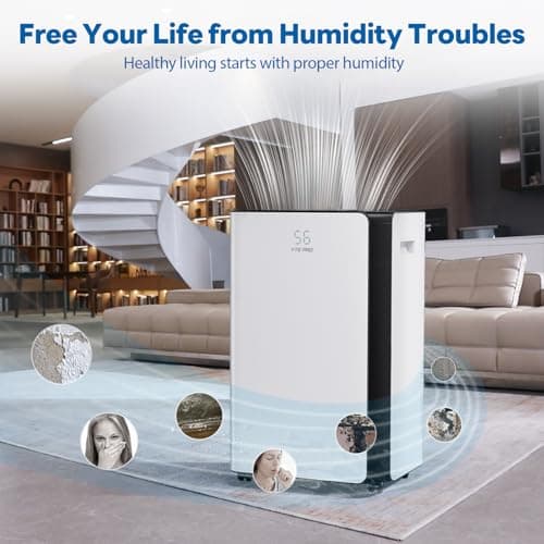 4500Sq.Ft Large Dehumidifier, 50Pint Dehumidifiers for Home, Quiet Whole House Dehumidifier for Basement, Bedroom and Bathroom, with Drain Hose, Water Full Alert, Digital Display 3
