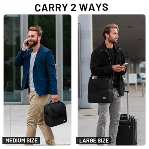 MIER Adult Lunch Box Insulated Lunch Bag Large Cooler Tote Bag for Men, Women, Double Deck Cooler(Black Large) 6