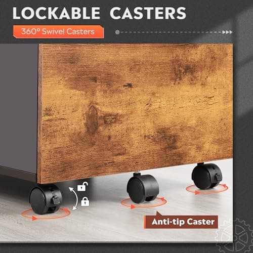 DEVAISE 2 Drawer File Cabinet, Mobile Filing Cabinet fits A4/Letter Size for Home Office, Wood Printer Stand, Rustic Brown 8