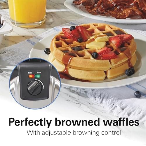 Hamilton Beach Belgian Waffle Maker with Removable PFAS-Free Durathon Nonstick Coated Plates, Easy Flip, Ceramic Grids, Black (26031) 5