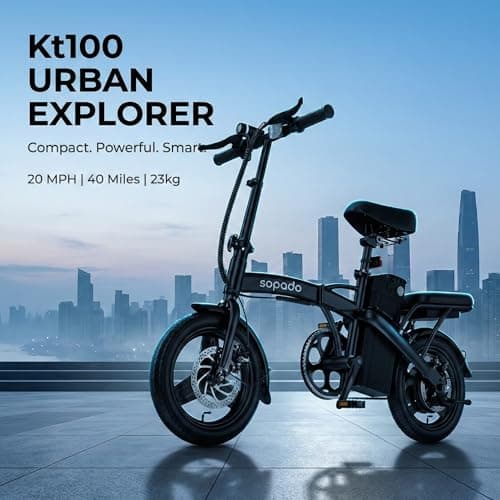 sepado Folding Electric Bike for Adults,750W Peak Motor Mini Ebike,20mph Speed,36V 10.4ah Battery, 20-40 Miles Range,14'' Foldable Electric Bicycle for Riding Commute (Black) 8