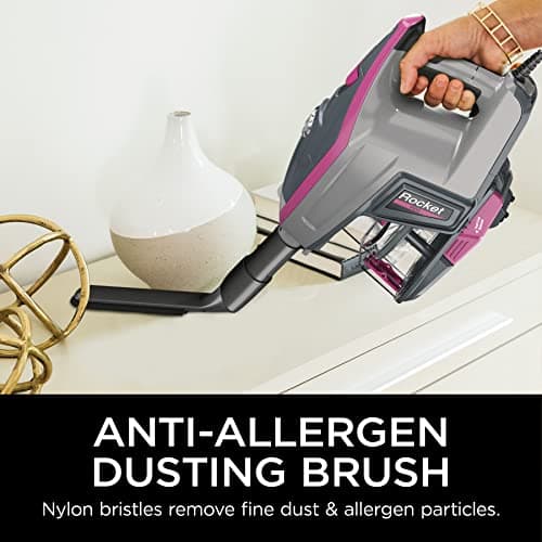 Shark HV371 Rocket Pro DLX Corded Stick, Removable Hand Vacuum, Advanced Swivel Steering, XL Cup, Crevice Tool, Upholstery Tool & Anti-Allergen Dust Brush (Fuchsia) (Renewed) 8
