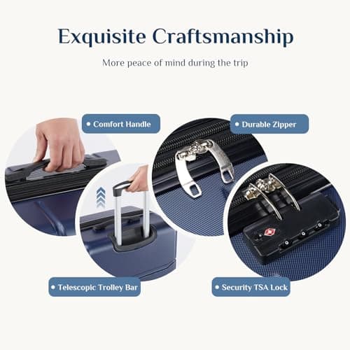 NEWBULIG 20 Inch Carry on Luggage, Lightweight Expandable Rolling Suit Case with TSA Lock, Hard Shell ABS Suitcase with Double Spinner Wheels, Blue 6