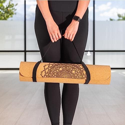 Workout Mat with Carrying Strap - 6mm Thick Cork Yoga Mat (72” x 24”) - Non-Slip Cork Mat for Home, Gym, Fitness & Hot Yoga - Lightweight, Cushioned, Durable & Sweat-Resistant by Fitby 7