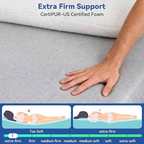 Vipbear King Size 4 Inch Mattress Topper, Cooling Gel Memory Foam with Bamboo Fiber Cover, Extra Firm Spine Support 3