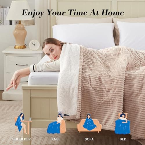Westinghouse Full Size Heated Blanket, Soft Flannel to Sherpa Reversible, Electric Blanket Full with 10 Heating Settings & 1-12 Hours Auto Shut Off, Machine Washable, (72" x 84", Beige) 8