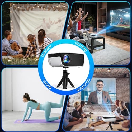 Mini Projector,Portable Projector with 1080P and 7500L Supported Outdoor Projector,240" Movie Home Projector for Bedroom, Compatible with HDMI, USB, AV, Smartphone/Tablet/Laptop 7