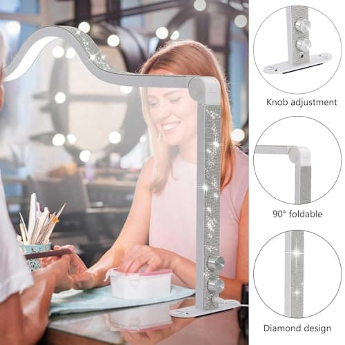 Afatnao Upgraded Nail Tech Lamp with Dual Phone Holder, 34 in Foldable Large Nail Light for Desk, 3 Modes 3000K-6000K LED Manicure Lamp, Half Moon Light for Lash Eyelash Extension, Tattoo, Eyebrows 5