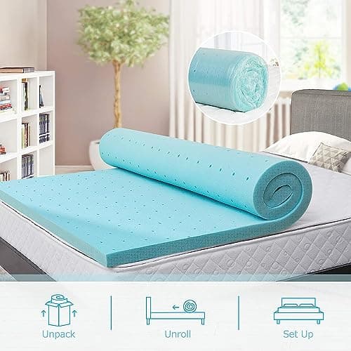 BedsPick 3 Inch Twin XL Memory Foam Mattress Topper - College Dorm Gel Cooling Single Extra Long Bed Toppers - CertiPUR-US - Plush Pad for Pressure Relief - Ventilated and Breathable 5