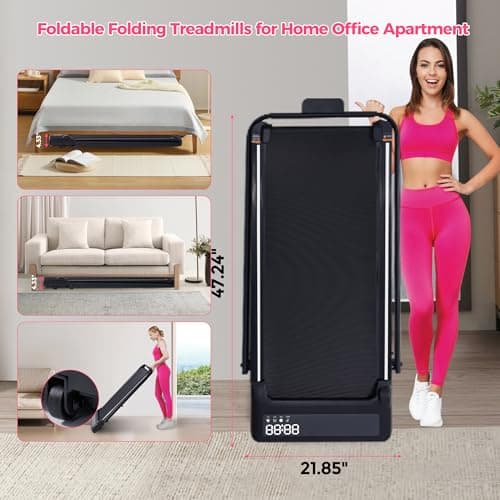 Walking Pad with Handle Bar, 3.0HP Electric Small Walking Pads Running Treadmills for Home with Handles, 0.6-6.2MPH Compact Home Under The Desk Treadmills for Small Spaces, 320LBS 8