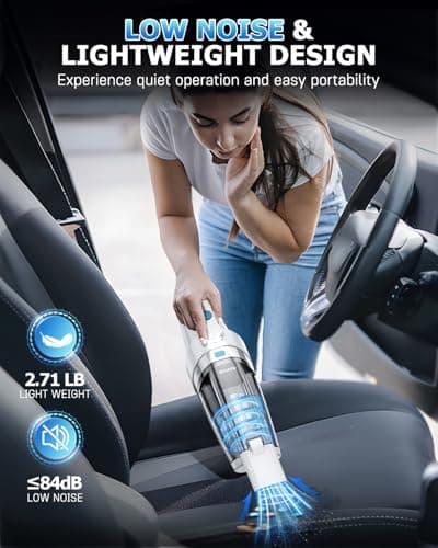 AHNR Handheld Vacuum Cordless, 16000PA Powerful Suction Hand Held Vacuum Dust Busters Cordless Rechargeable with LED Light & 2 HEPA Filters, Portable Car Vacuum Cleaner High Power for Car Home Office 7