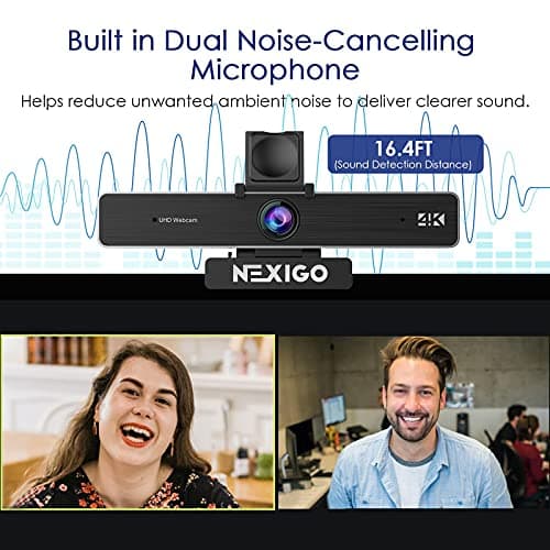 NexiGo Zoom Certified, N950P 4K Zoomable Webcam with Remote Control, Sony_Starvis Sensor, 5X Digital Zoom, Pro Web Camera with Dual Stereo Mics, for Zoom Skype Teams Twitch 9