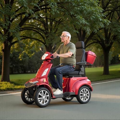 VEVOR Heavy Duty 4-Wheel Mobility Scooter, Powerful 1000W Brushless Motor, 500 lbs Capacity, 21.5 Miles Long Range, All Terrain Mobility Scooter with Lockable Trunk for Seniors & Adults 8