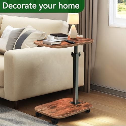 XNSDXV Sofa Tray Table for Couch, 360°Swivel TV Tray for Small Spaces, Adjustable Height Side Tables for Eating, C Shaped End Table for Livingroom, Bedroom, Sofa, Bed, Snack 5