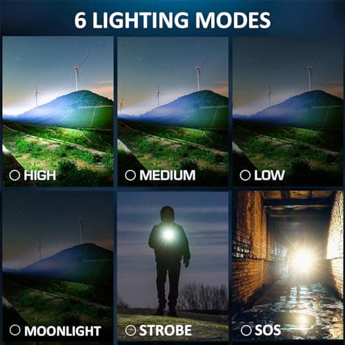 TUBORGO Rechargeable Flashlights 2200 High lumens, Super Bright LED Tactical Flashlight, Zoomable, IPX6 Waterproof, 6 Modes, Powerful Handheld Flash Light for Emergencies, Camping, Hiking 6