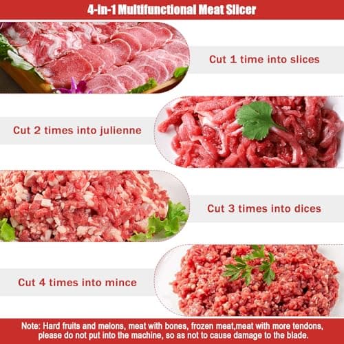 ARLUMA Meat Cutter Machine,850W Commercial Meat Slicer,Stainless Steel Electric Meat Slicer Machine for Home Kitchen,Restaurant,Supermarket (5MM) 5