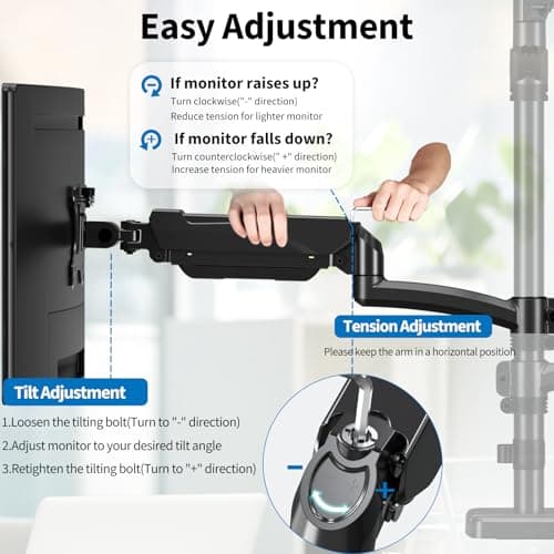ErgoFocus Triple Monitor Mount Fits Max 32" Computer Screen, Holds up to 17.6lbs Each Arm, 3 Monitor Desk Mount, Triple Stand with Tilt Swivel Rotation, VESA Mount 75/100mm 6