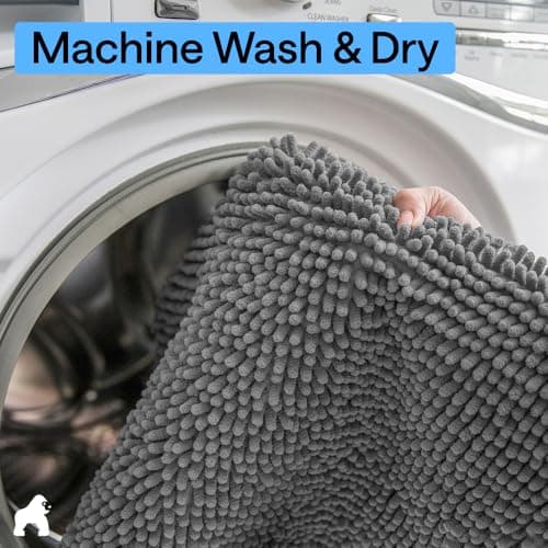 GORILLA GRIP Bath Rug Mat, Thick Soft Absorbent Chenille, Quick Dry Microfiber Mats, Rubber Backing Washable Shower Floor Rugs, US Designed Bathroom Bathmat Home Decor Accessories, 24x17, Grey 8