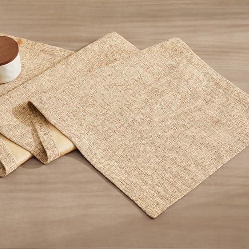 ZeeMart Burlap Style Farmhouse Table Runners 72 Inches Long, Beige Rustic Woven Dining Table Runner for Everyday Use, 14x72 Inches, Oatmeal Beige 7
