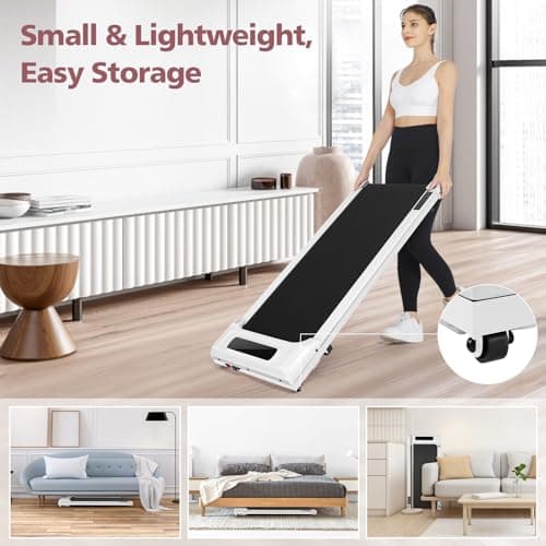Walking Pad Smart Under Desk Treadmill 2.5 HP with App/Remote Control for Office, Portable Walking Treadmills Electric Quiet for Home/Apartment/Flat with LED Display,White 6