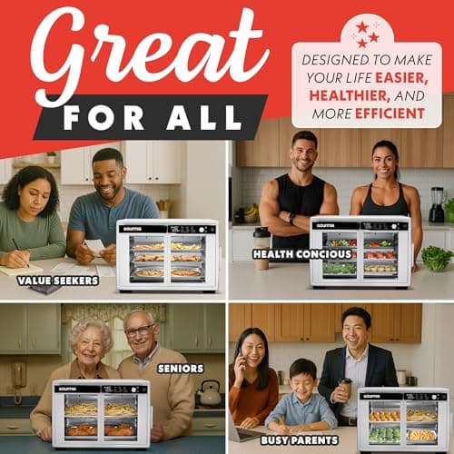 Gourmia French Door Air Fryer Oven - 37 Qt Large Capacity Convection Toaster Oven, FryForce 360°, Digital Display, 12 Cooking Presets, Dehydrate, Fits 13” Pizza, Dishwasher-Safe, White 8