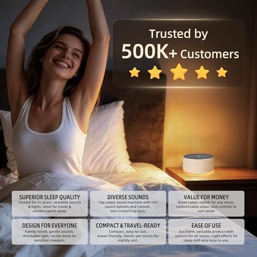 Kipcush White Noise Machine with Night Light – Nursery Sound Machine with Soft Non-Glare Lamp, 30 Soothing Sounds, 8 Color Lights, Up to 8-Hour Timer for Baby & Adults 8