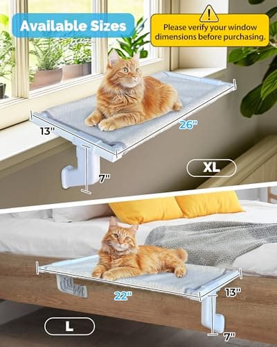 NRYDEPET Heavy-Duty Window Sill Perch – All-Metal Frame Supports up to 120 lbs – Durable, Easy-to-Assemble Cat Hammock for Large and Multiple Cats (XL 1PC) 6