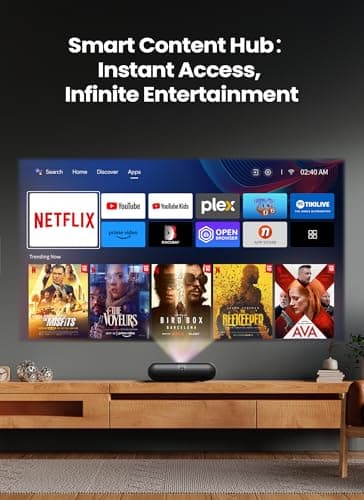 Yaber K300s Triple Laser Projector - Ultra Short Throw Smart Projector with WIFI and Bluetooth, Built_in Google TV & 30W JBL Speaker丨4K Support, Dolby Vision, 150% NTSC Color 6