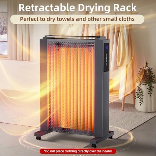Landeagle 1500W Radiator Heater with Thermostat, Space Heater with Remote Control, Electric Heater with Tip-over & Overheat Protection, radiant heater with 12H Timer for Indoor, Office, Use(33IN) 8