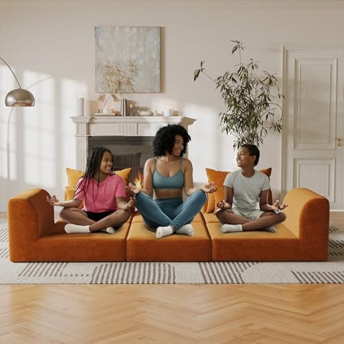 SOFA-IN-BOX Modular loveseat with Ottoman, L-Shape Boneless Couch, Customizable Sectional Couch, Free Combination Design Sleeper Sofa, Clay Ember 5