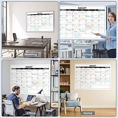 Large Dry Erase Calendar for Wall - Undated 1 Month Big Wall Calendar, 40" x 30", Erasable & Reusable Laminated Calendar with 8 Round Stickers, Great Layout Wall Calendar Dry Erase - Grey 8