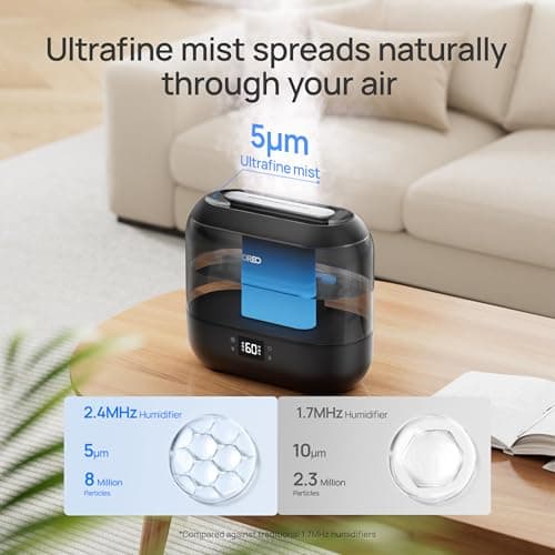 Dreo Smart Humidifiers for Bedroom, Top Fill 4L Supersized Humidifier Large Room with 28 dB, 36H Runtime, Touch/APP/Voice Control, Nightlight, Cool Mist Humidifiers for Baby, Plants, Indoor, Black 7