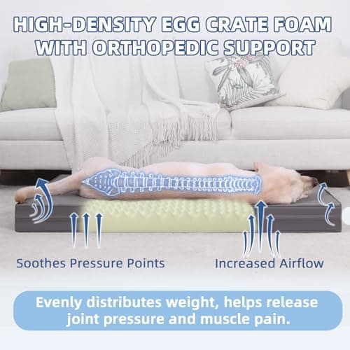 Vonabem Outdoor Waterproof Dog Bed Washable, XL Large Crate Pad 42 inch, Wipeable Leather Pet beds with Removable Cover, Foam Orthopedic Anti-Slip Kennel Pads Reversible, 41"x27" Grey 9