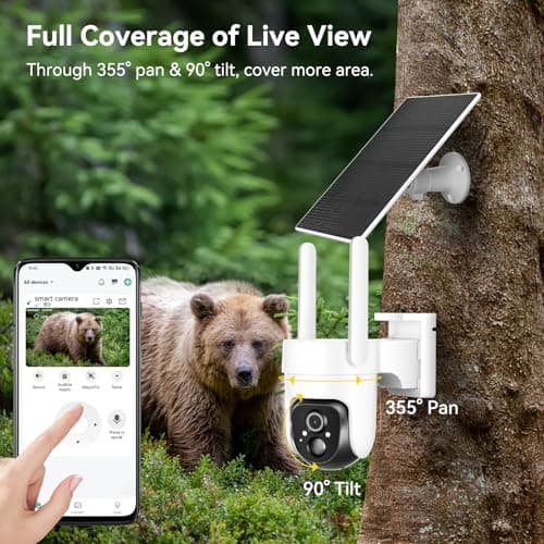 ANMESC 4G LTE Cellular Security Camera Includes SD&SIM Card, 2K Solar Outdoor Cam Wireless Without WiFi Needed,Live View, Color Night Vision, Motion&Siren Alert, Playback, Unable to Use WiFi 5